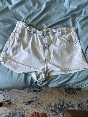 Good American Pale Blue High-Rise Denim Shorts